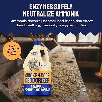 Hatortempt Chicken Coop Deodorizer & Cleaner Spray - 1 Gallon, Unscented - Ammonia Control Odor Eliminator & Coop Refresher for Chickens