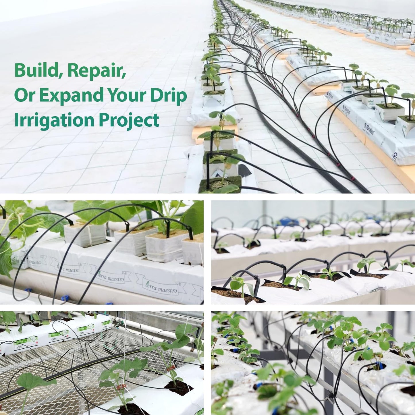 RedChili Drip Irrigation Universal 1/4" Barbed Coupling Fitting, 110 Pieces Drip System Parts Double Barbed Coupler Connectors Fits 1/4-Inch Drip Tubing Irrigation for Drip Line Connection