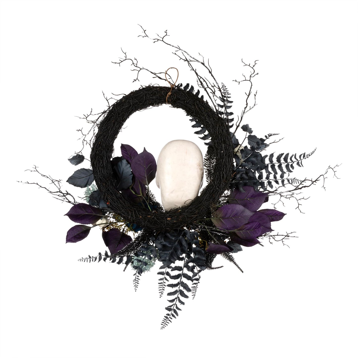 National Tree Company Artificial Halloween Skull Wreath, Black, 24inch