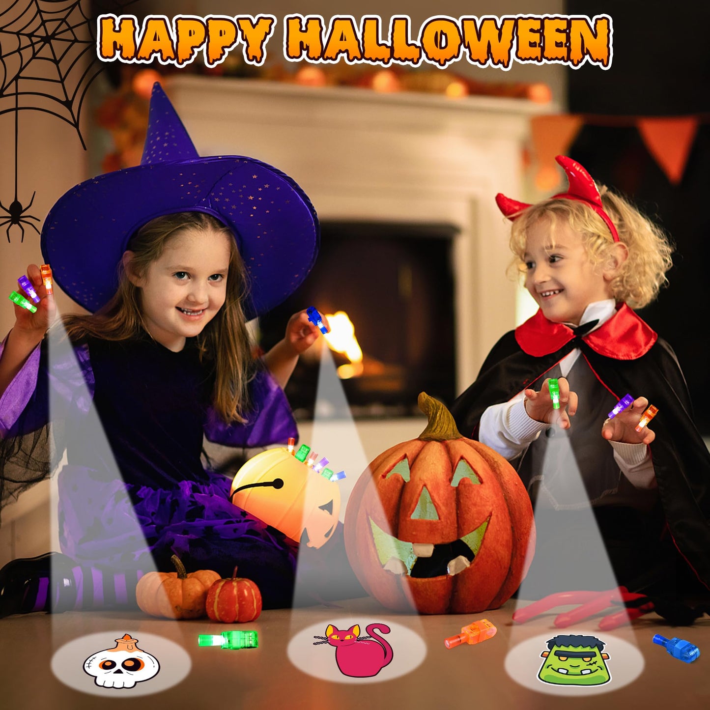40 Light Up Halloween Toys, Finger Lights Halloween Party Favors Bulk for Kids Ha lloween Goodie Bag Fillers Basket Stuffers Hallow een Treats Non Candy Party Favor Bag Classroom Prizes Party Supplies
