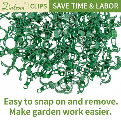 Dalzom® 300Pcs Tomato Clips, Plastic Trellis Clips Plant Support Clips, Plant Clips for Support, Grape Vine, Tomato Vine, Vegetables Plants, Garden Clips to Grow Upright Makes Plants Healthier (Green)