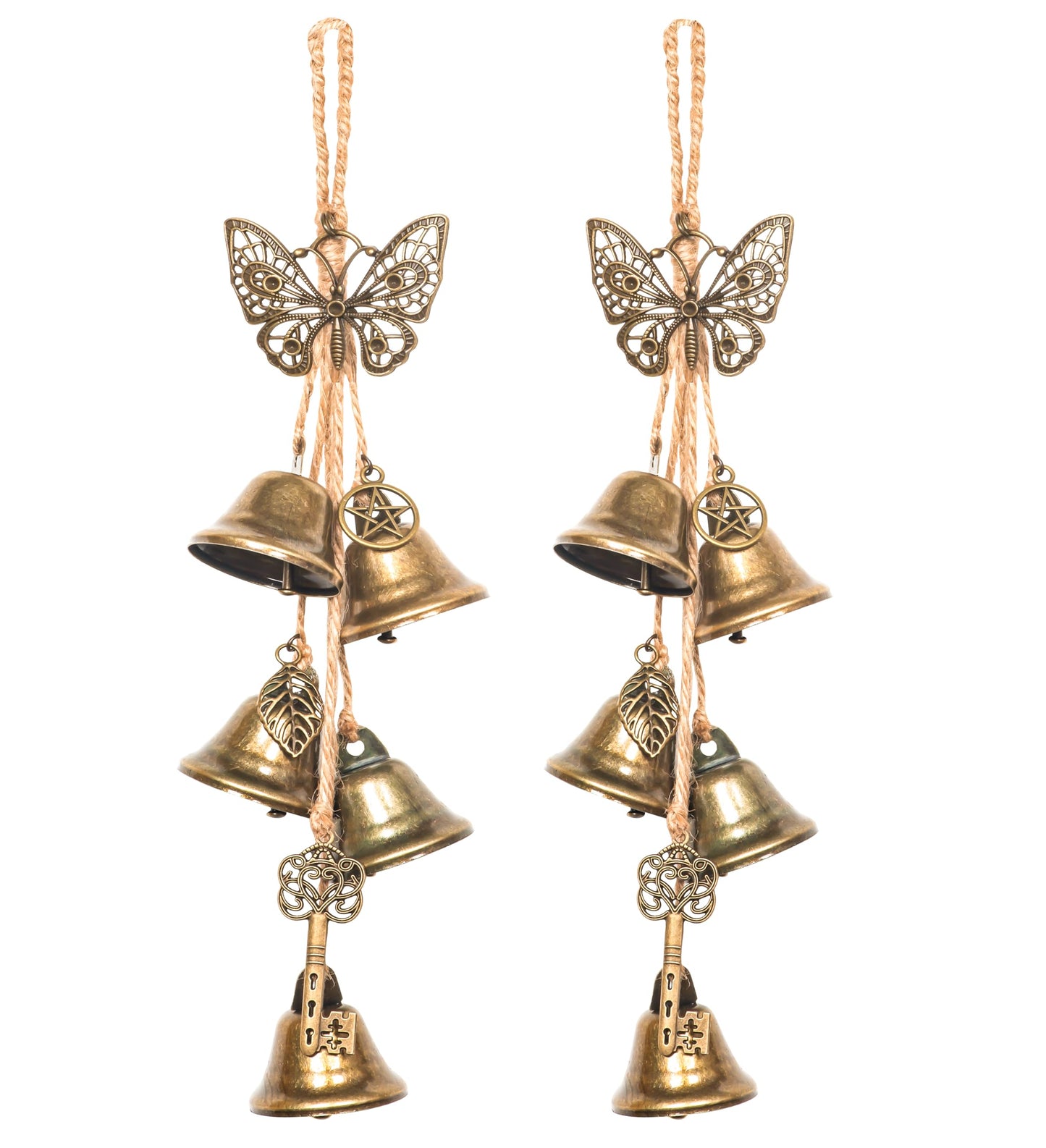 2PCS Witch Bells for Door Knob Protection,Witch Bells Door Hanger Pagan Bell,Hanging Witch Bell Wiccan Magic Wind Chimes for Home Protection(Butterfly Bell Set)