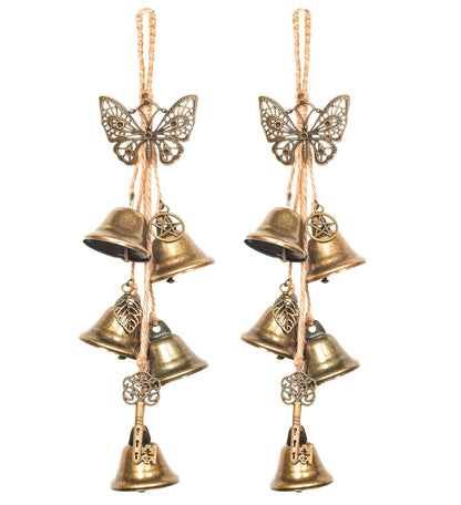 2PCS Witch Bells for Door Knob Protection,Witch Bells Door Hanger Pagan Bell,Hanging Witch Bell Wiccan Magic Wind Chimes for Home Protection(Butterfly Bell Set)