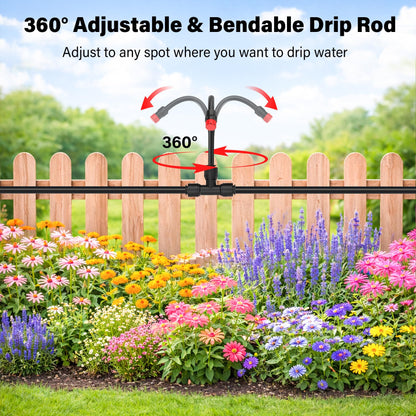 MIXC 20pcs 360° Adjustable Drip Irrigation Stream Emitters for 1/4" Drip Irrigation Tubing, Only 20pcs Push-to-Connect Drip Emitters and Quick-Connect Three-Way Tubing Fittings
