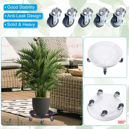 PATIKIL Planter Caddy with Wheels, 2 Pack 16 Inch Heavy Plant Stand with Universal Wheels Rolling Plant Mover Round Pot Trolley for Indoor Outdoor, White