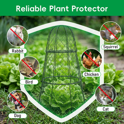 SPECILITE Garden Cloches for Plants with 3 Split Design, Rustproof Chicken Wire Cloches, Plant Protectors from Animals, Sturdy Plant Cage with Ground Stake for Garden, Farm, 14"×14"×20", 6 Pack