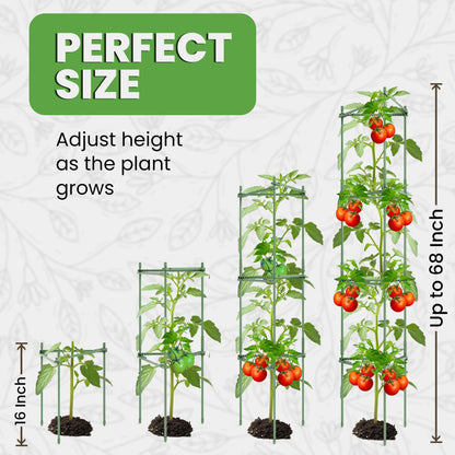 Tomato Cage Square + Triangle - Large Trellis Stakes and Plant Support Structures for Vegetables and Climbing Plants - Tall Tomato Cages for Garden, Pots, Raised Garden Bed Outdoor Supplies