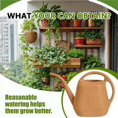 VKPLITE Hand Plastic Watering Can - for Indoor and Outdoor Home Garden Plants - with Long Spout - Copper Color - 1/2 Gallon