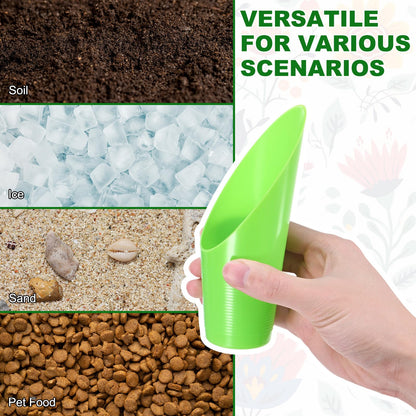M METERXITY 18-Pack Bonsai Soil Scoops, Plastic Garden Soil Scoops Bucket Shovel Potting Scoopers for Transplanting/Flower Planting/Plant Succulent, Colorful Small Gardening Tools [Green]