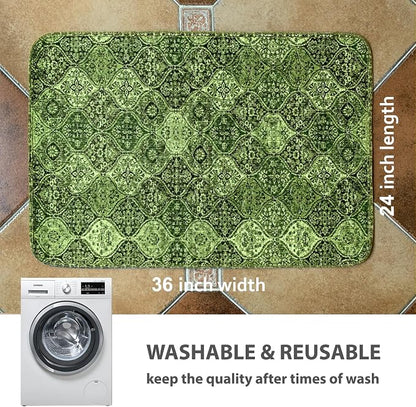 nunubaby Washable Pee Pads for Dogs, Stylish, Non-Slip and Leak-Proof Pee Pads. Reusable Potty Pads for Dogs for Crates and Floors.(Green/Multi,24" x36" )