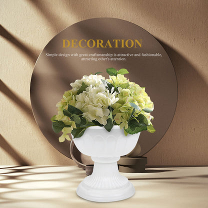 SEWACC 4pcs Mini Roman Style Flower Pots, Plastic Wedding Flower Containers, Decorative Pedestal Planters for Home, White, 6.29 x 6.29 x 5.51 Inch