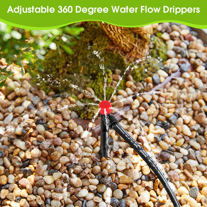 60 Pcs Red Drip Irrigation Emitters with Stake - Adjustable Stream for 1/4" Tubing - Garden Watering System Parts Drippers - Sprinkler Heads