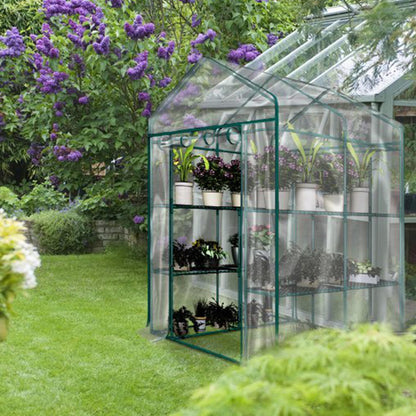 Greenhouse - Walk in Greenhouse with 8 Sturdy Shelves and PVC Cover for Indoor or Outdoor Use - 56 x 56 x 76-Inch Green House by Pure Garden