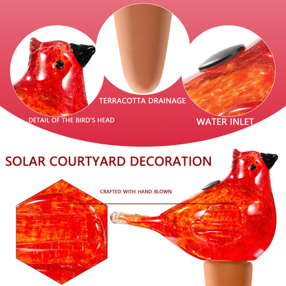 Naboher Glass Bird Shaped Plant Watering Ball Glass Automatic Watering Ball Flower Pot Insertion Spike Drip Irrigation Device Watering Ball Irrigation System Plant Enthusiast Gift (Red)