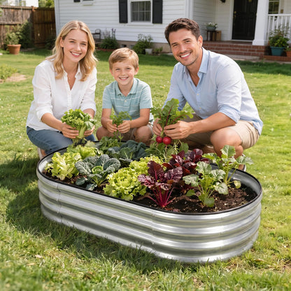 Galvanized Raised Garden Bed- Planter Garden Boxes Outdoor, Raised Beds for Gardening, 4x2x1ft Metal Garden Bed Kit for Vegetables Flower, Planter Raised Bed with Protective Tape & Tools.Silver-4pack