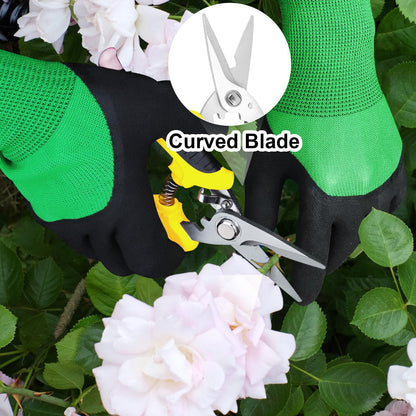 4 Pack Garden Shears Scissors,Pruning Shears, pruning shears for gardening Stainless Steel Blades, Gardening Clippers Hand Pruner With a Gardening Gloves((Red Yellow Blue Orange)