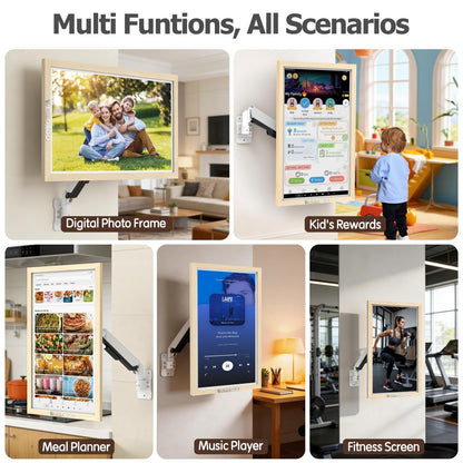 Wellorgo 32" Digital Calendar, Electronic Smart Calendar for wall, Large Family Daily Planner/Chores Chart for Kids, Touch Screen with Remote, Streaming Apps, Adjustable Wall Mount & Picture Frame