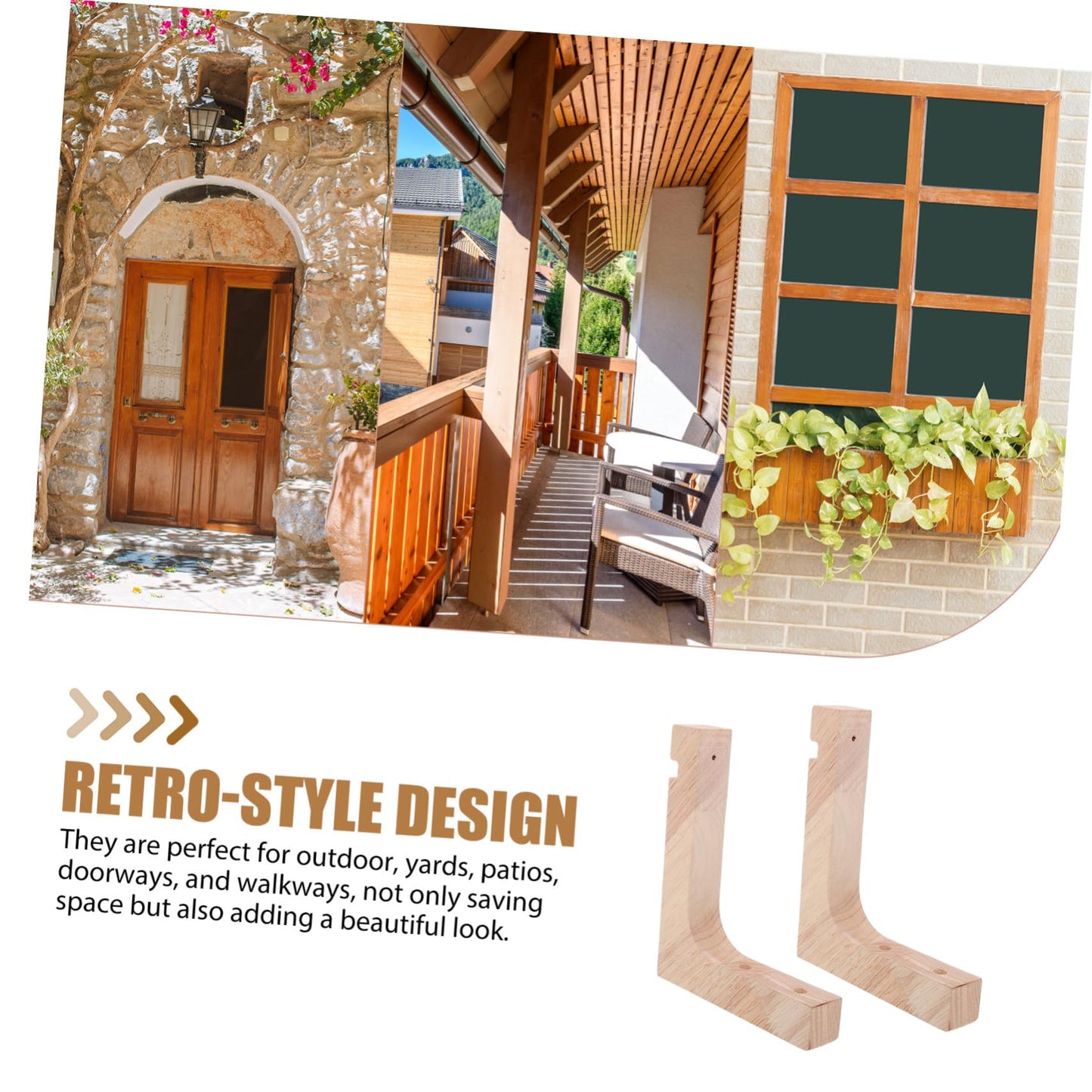 jojofuny 2pcs Wood Plant Wall Hooks Heavy Duty Hanging Plant Hangers for Indoor Outdoor Garden Planter Hooks with Natural Wood Finish