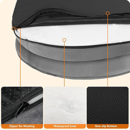 Dwanton Orthopedic Dog Bed for Extra Extra Large Dogs with Gel Memory Foam, Waterproof Dog Sofa, Washable Pet Bed with Four Sided Bolster Cushion, Removable Cover & Non-Slip Bottom, 53", Dark Grey