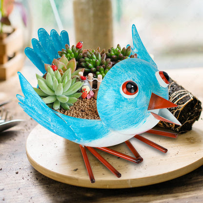 FJJBSD Metal Cute Bird Planter,Fun Garden Flower Succulent Pot Indoor Outdoor Decor .Unique Animal Planter Flower Pots Gift Ideas for Mother and Teacher
