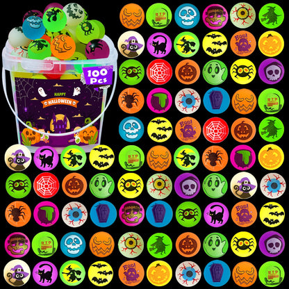 SUNPROUND 100Pcs Halloween Bouncy Balls, Glow in The Dark Bouncing Balls Eyeballs for Halloween Party Favors,Goodie Bag Fillers, Trick or Treating, Classroom Game Prizes