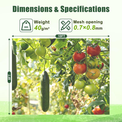 FEED GARDEN Garden Netting 8x10FT Ultra-Fine Mesh PE Cover for Vegetables Fruits Garden Row Cover Raised Bed Durable Protection from Birds Animals