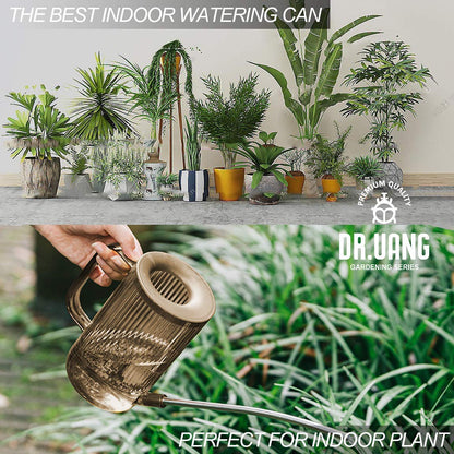 Small Watering Can Indoor Plants with Long Spout (1L, Amber Brown)