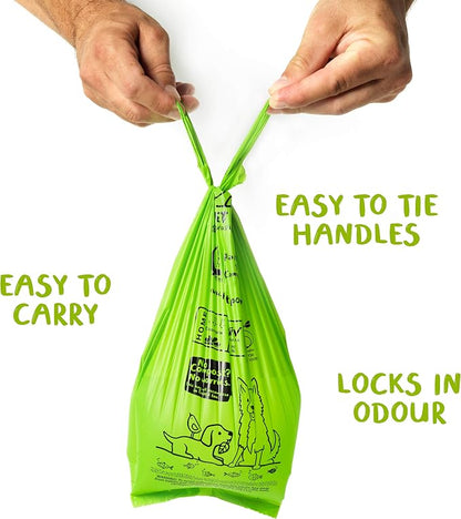 PLANET POOP Home Compostable Dog Poop Bags Extra Long with Handles | Large Single Roll 200 Count Grab & Go | Un-scented Waste Bag | Leakproof Doggy & Cat Bags | Plant-Based Pet Supplies