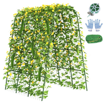Cucumber Trellis 16mm for Raised Bed 48" L x 64" H, U-Shape Heavy-Duty Metal Garden Trellis for Climbing Plants Outdoor, Vegetable Arch Support Frame for Tomato Pea Zucchini Grape Flowers Vines