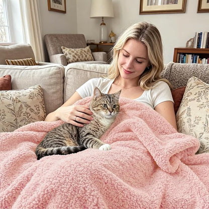 Exclusivo Mezcla Fleece Light Pink Throw Blanket for Couch Sofa, Ultra Soft, Lightweight and Fluffy Blankets for Women, All Season, 50x60 Inches