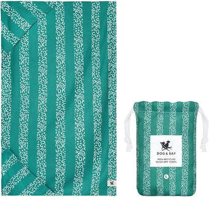 Dock & Bay Pet Towel - Super Absorbent & Quick Drying Dog Towels with Bag - 100% Recycled - Woofs Go Wild, Medium (90x50cm, 35x19)