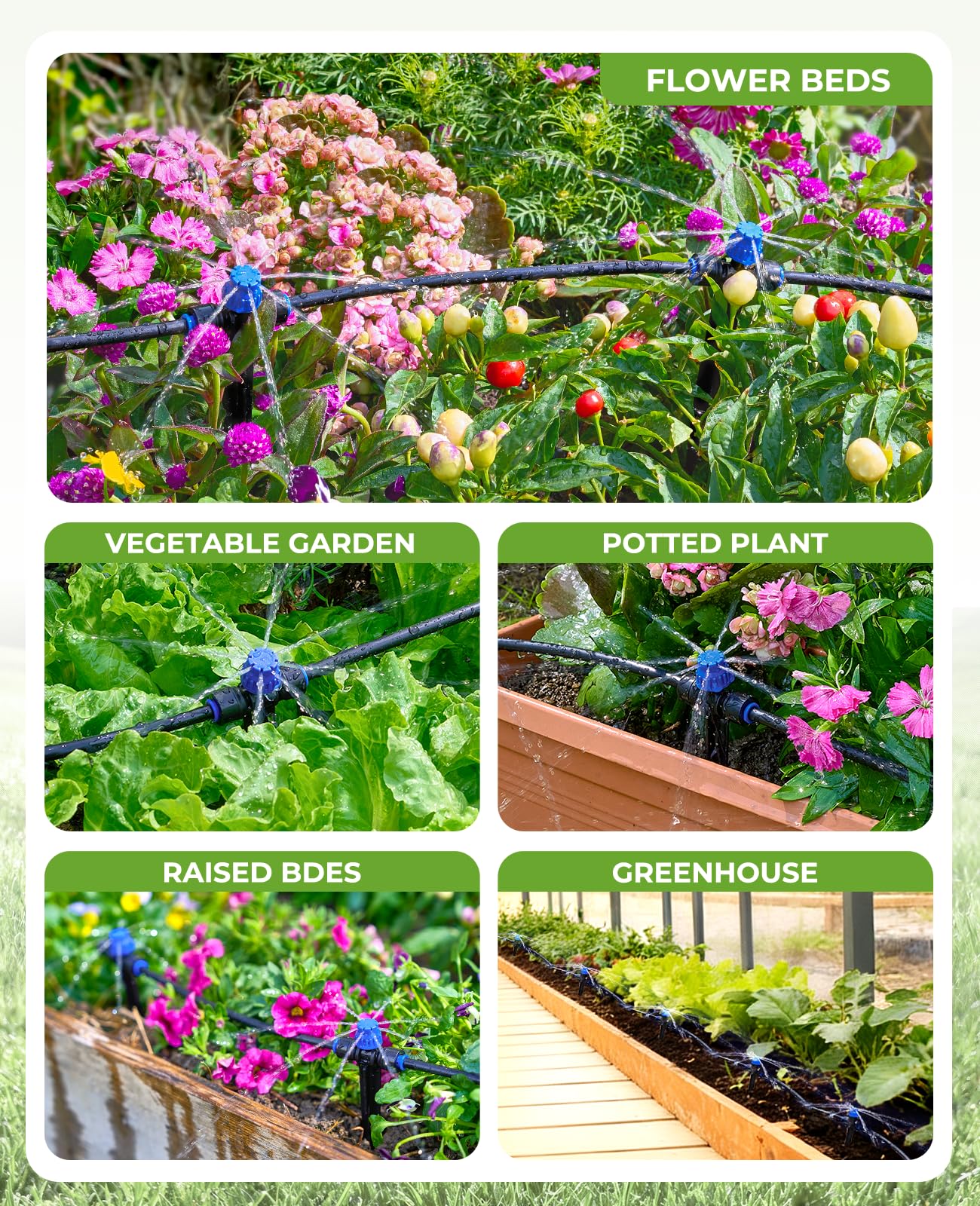 HIRALIY 220FT Garden Watering System, Drip Irrigation Kits for Plants, New Quick Connector, Blank Distribution Tubing, Saving Water Automatic Irrigation Equipment for Patio Lawn