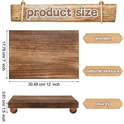 Amyhill Wood Pedestal Stand Kitchen Soap Tray Farmhouse Wooden Riser Stand for Kitchen Bathroom Counter Table Decor Plant Candle Vases Display(Classic,Dark Brown,12 x 7 Inch)