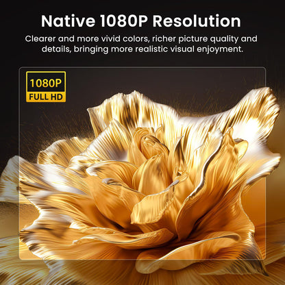 HAPPRUN Native 1080P Projector, Bluetooth Home Theater Movie Projector with Built-in Speaker, Compatible with Smartphone, HDMI, Fire Stick, PS5, Indoor & Outdoor Use - Without Google TV System