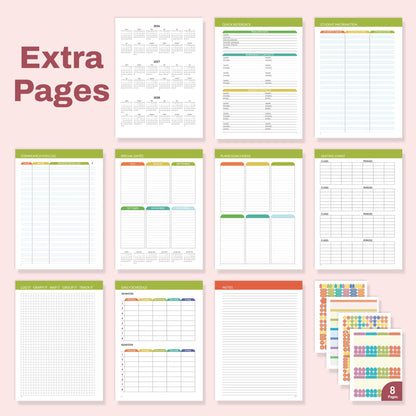 SUNEE Deluxe Teacher Planner 2026-2027, Lesson Planner Book with 7 Periods Jul 2026 - Jun 2027, 8.5" x 11" Weekly and Monthly Organizers with Colorful Tabs, Planning Stickers,120gms Paper, Pink Marble