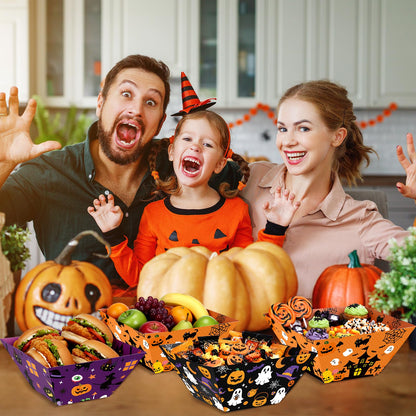 Marspark 24 Pcs Halloween Popcorn Boxes Trick or Treat Snack Bowls Popcorn Tray Containers for Movie Night Halloween Party Pumpkin Bat Ghost Party Supplies