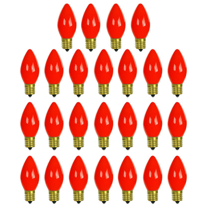 Sunlite C9 Colored Night Light Bulb, 7W, 120V, E17 Base, Red, 25 Count Pack, 2000 Rated Hours