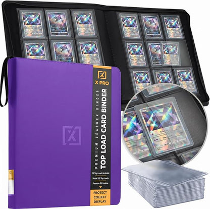X PRO Top Load Card Binder - Compatible with Top-loading Card Cases - Fits 252 | 20 Premium Loaders Included | 9-Pocket Ringless Double-Sided Pages | Storage for TCG & Sports Cards