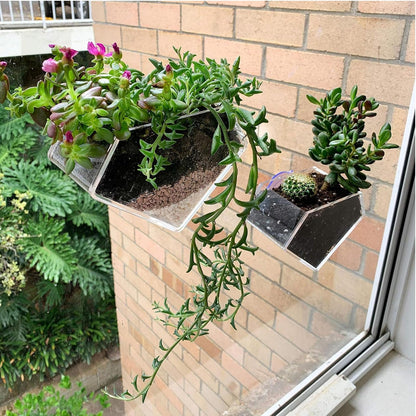 wdcfxy Transparent Acrylic Diamond Shape Suction Cup Window Planter, Ideal for Succulents, Cactus, Boxes or Indoor Herbs Pots, Home Decor Plant Holder or Kitchen