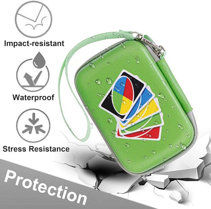 Leayjeen Cards Case Compatible with Skip BO/UNO/Pokemon/Phase 10 Card Game,Fits Up to 108 Cards,Carrying Storage Bag for Travel-Green(Case Only)