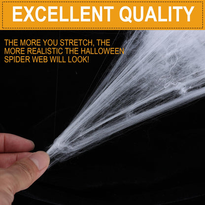 1200 sqft Halloween Spider Webs Decorations with 100 Extra Fake Spiders, Super Stretch Cobwebs for Halloween Indoor and Outdoor Party Supplies,Yard Haunted House Indoor Decor Supplies (0.66, Pounds)