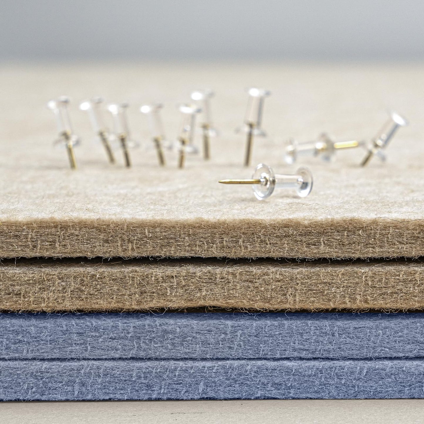 Lightomorrow Bulletin Board, 35 x 17 1/2 inches Felt Board - Decorative Pin Board, Cork Board Alternative for Wall, Foldable Self-Adhesive Vision Board Prayer Board with 20 Pushpins-Lavender Blue