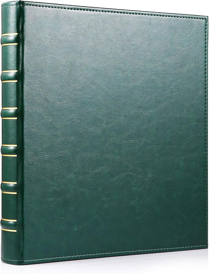 WOT I Vintage Leather Card Binder | Holds 540 Cards, Refillable Leather 3 Ring Binder for MTG/TCG/Sports Cards, Elegant Book-Style Organizer - Dark Green