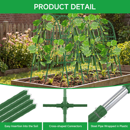 Cucumber Trellis for Raised Bed, 48x65 Inch U-Shape Garden Trellis for Outdoor Climbing Plants, Rust-Resistant Arch Plant Support Vegetable Trellis for Cucumber Tomato Pea Zucchini, Squash