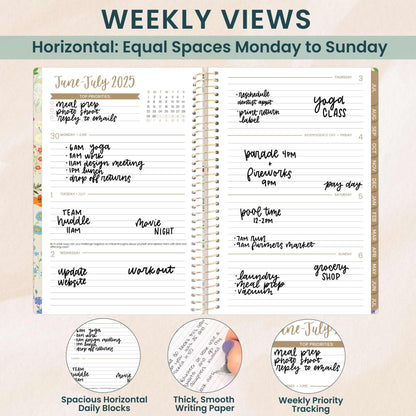bloom daily planners 2025-2026 Academic Year Pocket Planner (July 2025 - July 2026) - 4” x 6” MINI Weekly Monthly Agenda Organizer & Calendar Book - Garden Party, Beige
