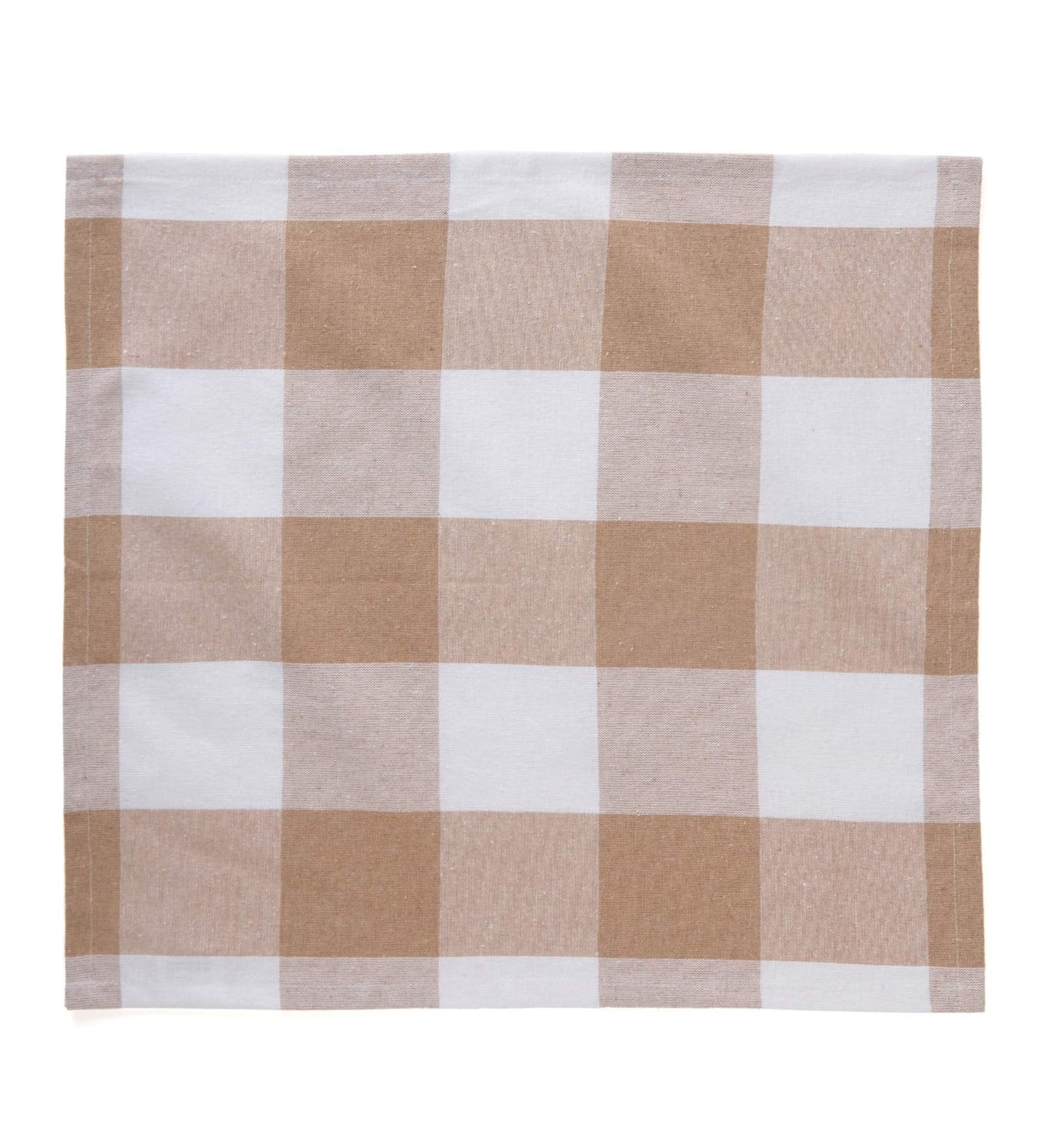 Encasa XO Cotton Cloth Napkins Set of 12, 17"x17" | Washable & Reusable Dinner Napkins Buffalo Beige Checks Table Napkins for Farmhouse, Wedding, Holiday, Party & Everyday Dining
