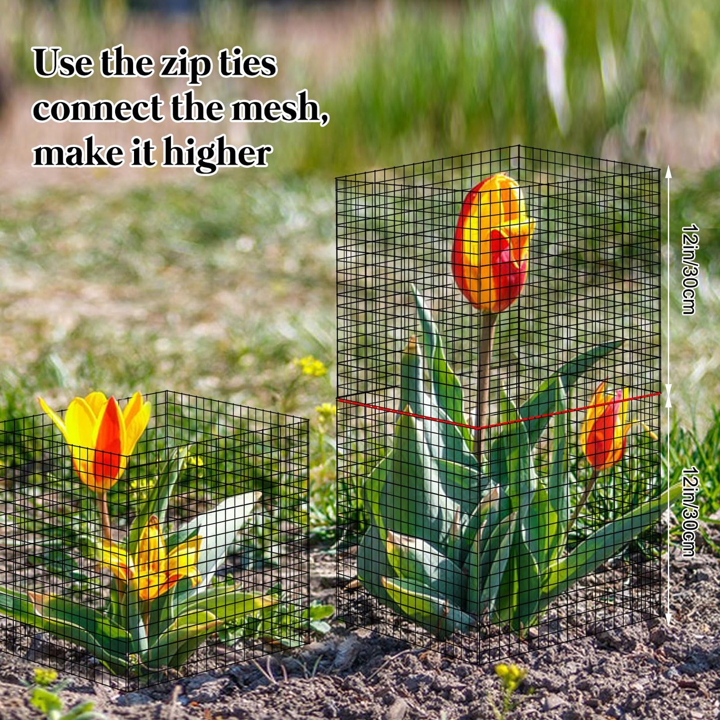 10 Pack Plant Protector from Animals, 12'' x 12'' Square Metal Plant Cages Wire Plant Protectors 40pcs Metal Mesh to Keep Animals Out, Garden Protection Bunny Barricades for Garden Flowers Vegetables