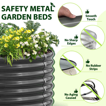 A ANLEOLIFE 8x4x2ft Galvanized Raised Garden Bed Kit, Oval Metal Deep Root Planters for Outdoor Plants Vegetables Flowers Herb, Large Bottomless, 478 Gallon Capacity- Quartz Grey