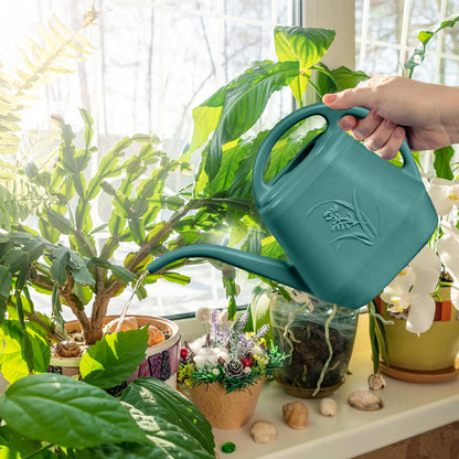 ZXJ Grip Plant Watering Can - for Indoor and Outdoor Home Garden Plants - with Long Spout - Emerald Green - 1/2 Gallon