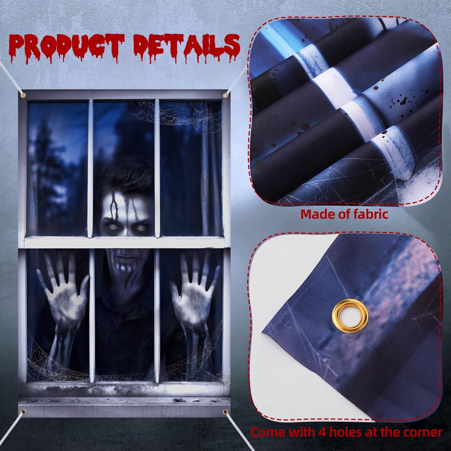 Newwiee 2 Pcs Scary Halloween Curtain Window Silhouette Cover Decoration Theme Poster for Indoor Outdoor Party Wall Door(Spooky Ghost)